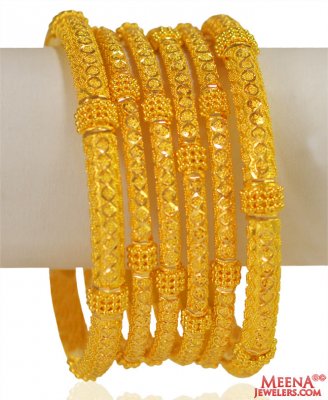 22k Gold Filigree Bangles  ( Set of Bangles )