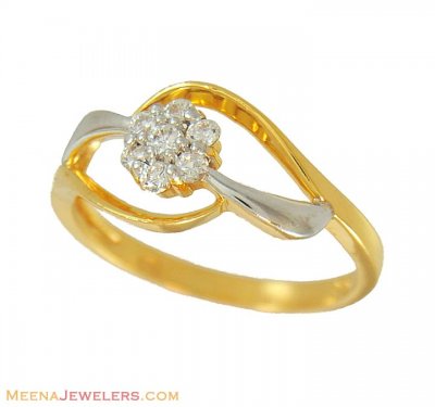Gold Signity Ring (Cluster Setting) ( Ladies Signity Rings )