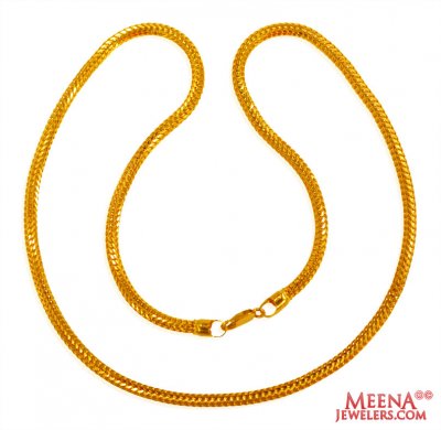 22K Gold Fox Chain (24  Inches) ( Plain Gold Chains )