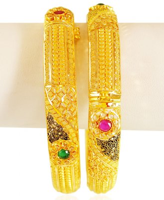 22 Karat Gold Stones Kada 2pcs ( Kadas )