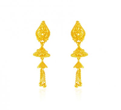 22K layered Chandelier Earrings ( 22Kt Gold Fancy Earrings )