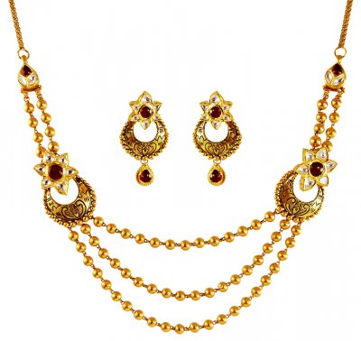 22K Gold Layered Antique Set ( Antique Necklace Sets )