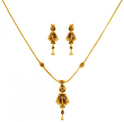 22k Gold Meena Necklace Set ( Light Sets )