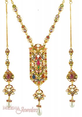 Antique Designer Gold Necklace Set ( Antique Necklace Sets )