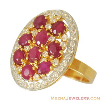 22K Fancy Stones Ring ( Ladies Rings with Precious Stones )