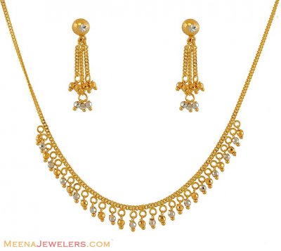 Fancy Two Tone Gold Necklace set ( Light Sets )