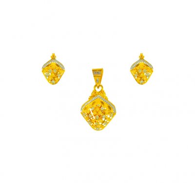 22kt Gold Two Tone Pendant Set ( Gold Pendant Sets )