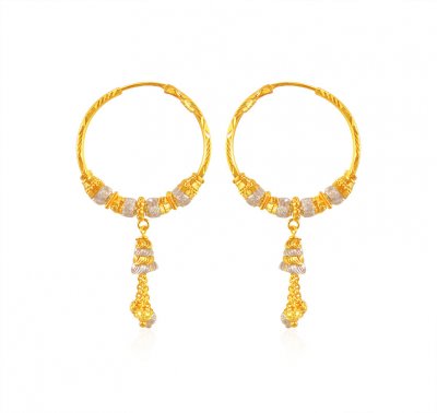 22Kt Gold Two Tone Fancy Bali ( Hoop Earrings )