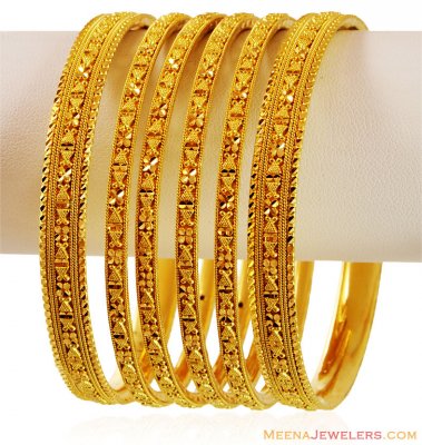 22k Indian Gold Bangles Set(6 Pc) ( Set of Bangles )