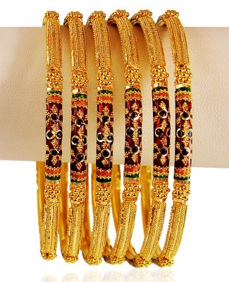 22k Meenakari Gold Bangles Set ( Set of Bangles )