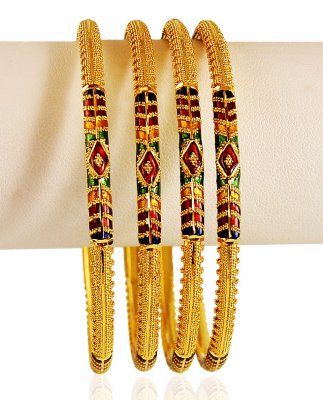 22Kt Gold Meenakari Bangle Set ( Set of Bangles )