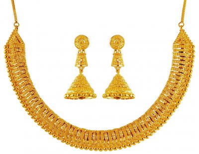 22kt Gold Necklace Earring Set ( 22 Kt Gold Sets )