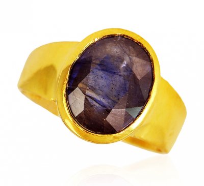 22KT Gold Blue Sapphire Ring ( Ladies Rings with Precious Stones )