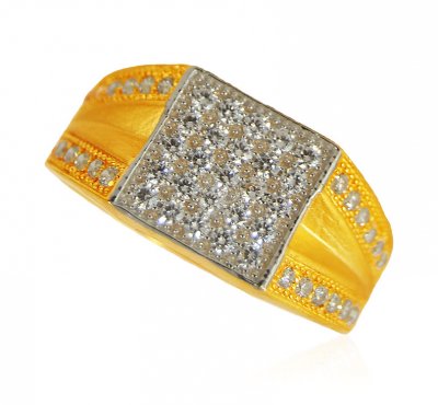 22K Gold  Signity Mens Ring ( Mens Signity Rings )