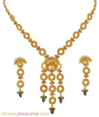 22K Designer Necklace Set ( Antique Necklace Sets )