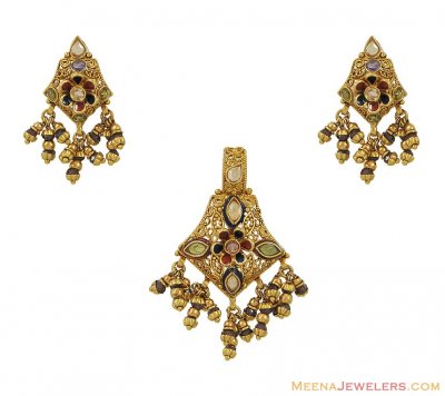 Indian Antique Pendant Set (22Kt) ( Antique Pendant Sets )