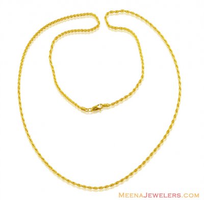 22k Fancy Hollow Rope Chain (24 in) ( Plain Gold Chains )