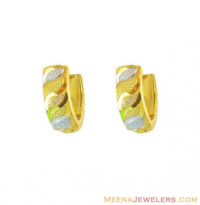 Three Tone Clip On Earrings 22K ( Clip On Earrings )