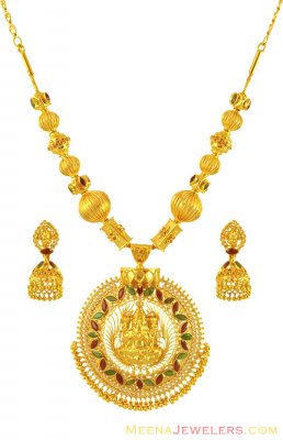 22K Gold Temple Necklace Set ( Gold Designer Sets )