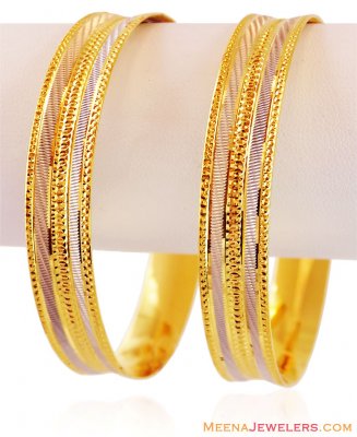 22k Gold Fancy Rhodium Bangles ( Two Tone Bangles )