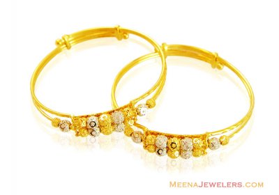 22k Designer 2 tone Balls Baby Kada ( Baby Bangles )