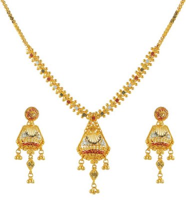 Gold 3 Tone Necklace Set ( 22 Kt Gold Sets )