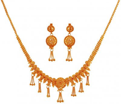 22K Gold Fancy Necklace Set ( Light Sets )