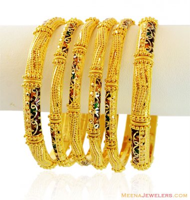 22K Fancy Meenakari Bangles Set  ( Set of Bangles )