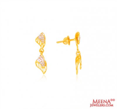 22K Yellow Gold Fancy Earrings   ( 22Kt Gold Fancy Earrings )