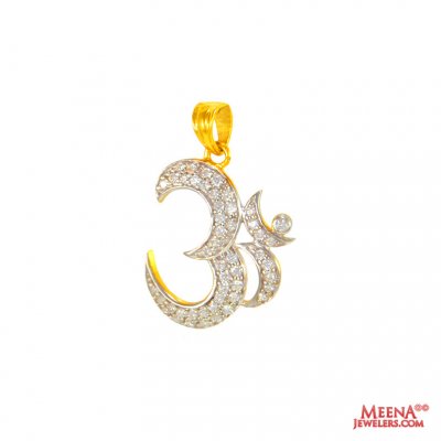 22 Kt Gold Pendant with CZ ( Om Pendants )