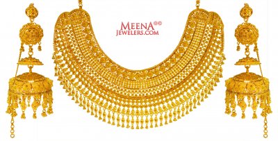 22kt Gold Necklace Earring Set ( 22 Kt Gold Sets )