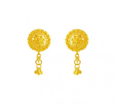 Gold Circle Earrings ( 22 Kt Gold Tops )