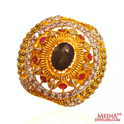 22K Gold Fancy Stone Ring ( Ladies Gold Ring )