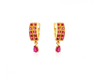 Fancy 22K Clip On Ruby Earrings ( Clip On Earrings )