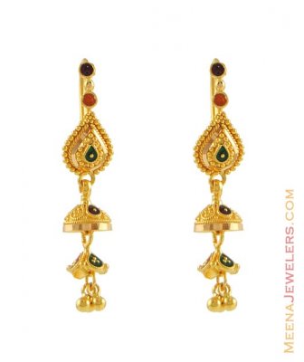 Gold Chandelier Earrings ( 22Kt Gold Fancy Earrings )