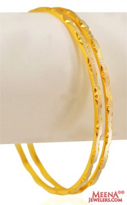 22KT Gold Rhodium Bangles (2 PCs) ( Gold Bangles )