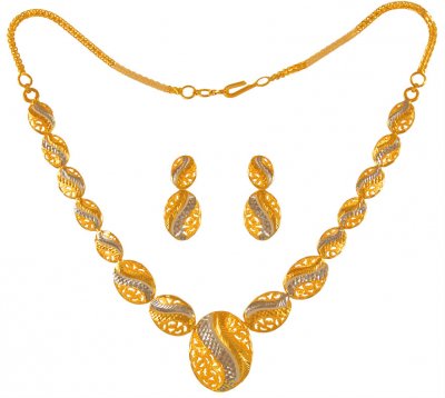 22Kt Gold Two tone Necklace Set ( Light Sets )