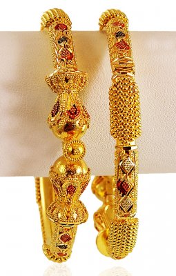 22K Gold Three Tone Kada (Pair) ( Kadas )