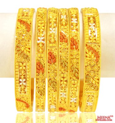 22 Karat Gold Three Tone Bangles  ( Set of Bangles )