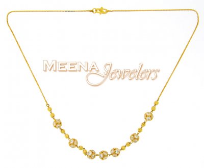 22kt Gold Chain (Necklace) with CZ ( Necklace with Stones )