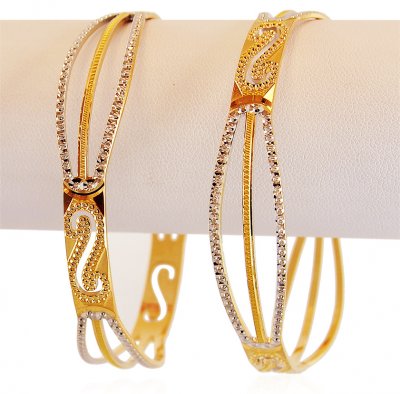 Designer 2 Tone Rhodium Bangles 22k ( Two Tone Bangles )