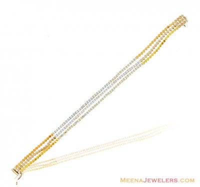 18k Tricolor Stones Ladies Bracelet ( Ladies Bracelets )