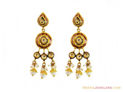 Designer Kundan Antique Earrings ( Long Earrings )