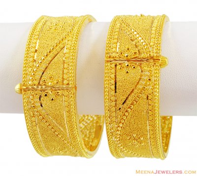 22K Gold Filigree Wide Kadas(Pair) ( Kadas )