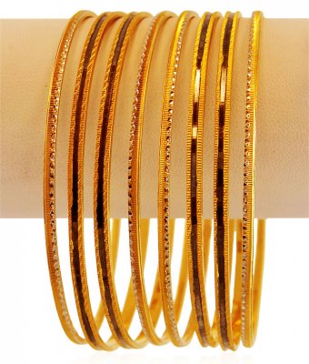 22K Two Tone Bangles Set (2 Pcs) ( Two Tone Bangles )