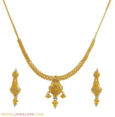 Gold Necklace Set(Two Tone) ( Light Sets )