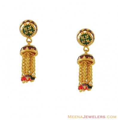 22kt Meenakari Earrings ( 22Kt Gold Fancy Earrings )