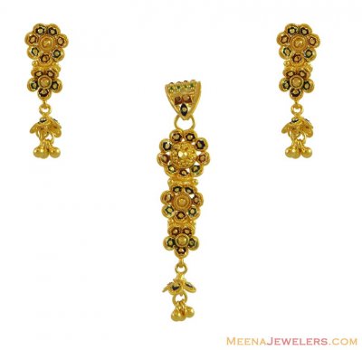 22K Indian Gold Pendant Set ( Gold Pendant Sets )