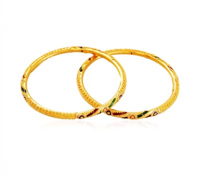 22K Kids Meena Bangle (2 Pcs) ( Baby Bangles )