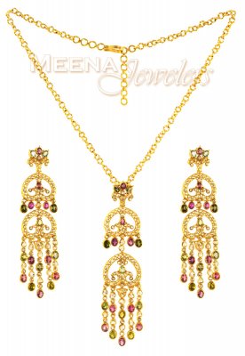 22Kt Gold Diamond Necklace Sets ( Diamond Necklace Sets )